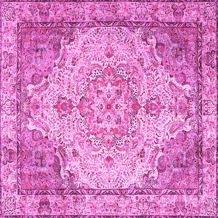 Square Machine Washable Persian Pink Traditional Rug, wshtr3175pnk