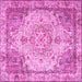 Square Machine Washable Persian Pink Traditional Rug, wshtr3175pnk