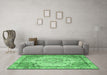 Machine Washable Persian Emerald Green Traditional Area Rugs in a Living Room,, wshtr3175emgrn