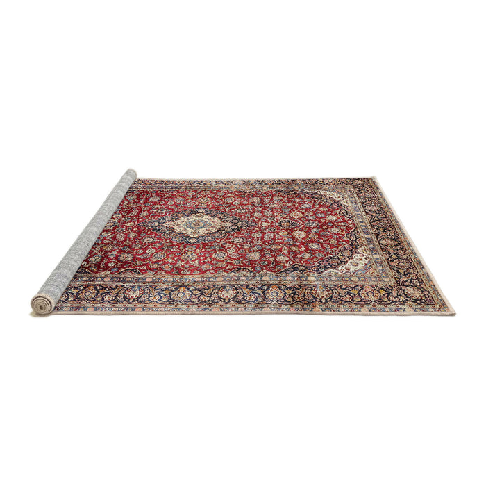 Sideview of Machine Washable Traditional Brown Red Rug, wshtr3176