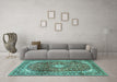 Machine Washable Persian Turquoise Traditional Area Rugs in a Living Room,, wshtr3176turq