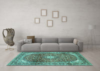 Machine Washable Persian Turquoise Traditional Rug, wshtr3176turq