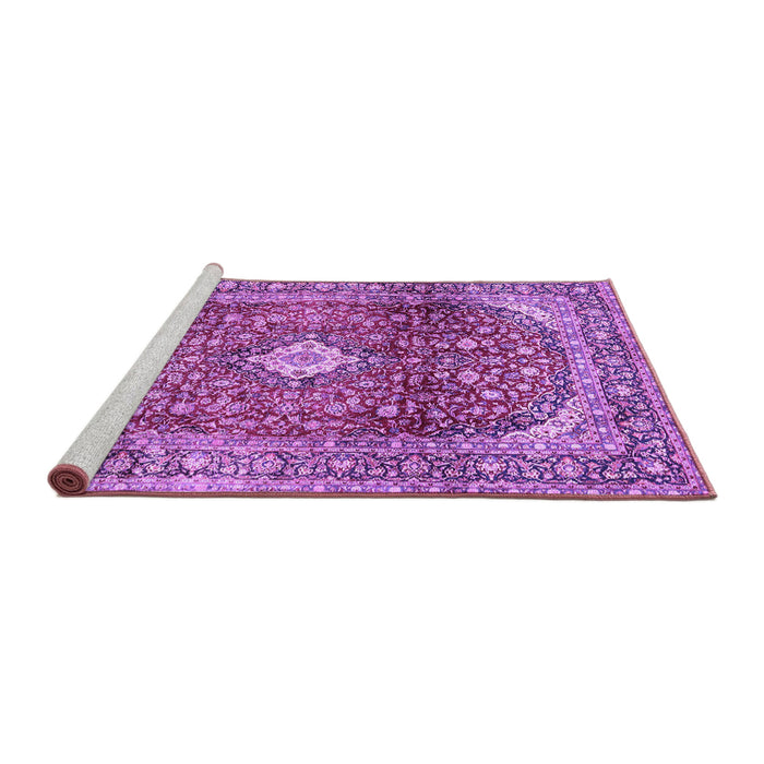 Sideview of Machine Washable Persian Purple Traditional Area Rugs, wshtr3176pur
