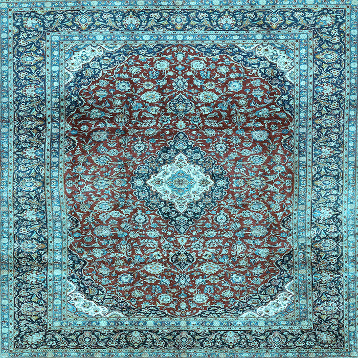 Square Machine Washable Persian Light Blue Traditional Rug, wshtr3176lblu
