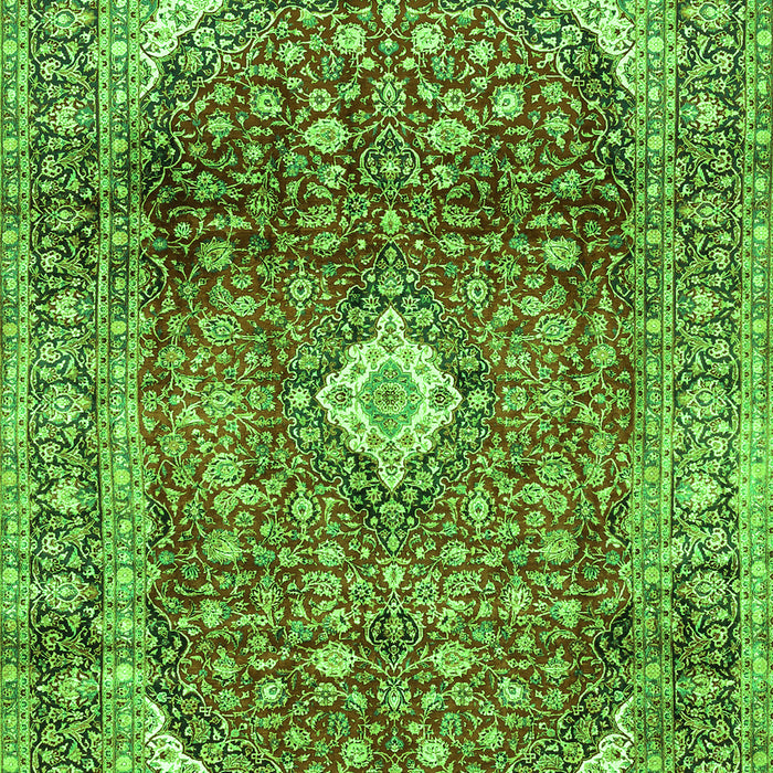 Serging Thickness of Machine Washable Persian Green Traditional Area Rugs, wshtr3176grn