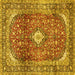 Square Machine Washable Persian Yellow Traditional Rug, wshtr3176yw