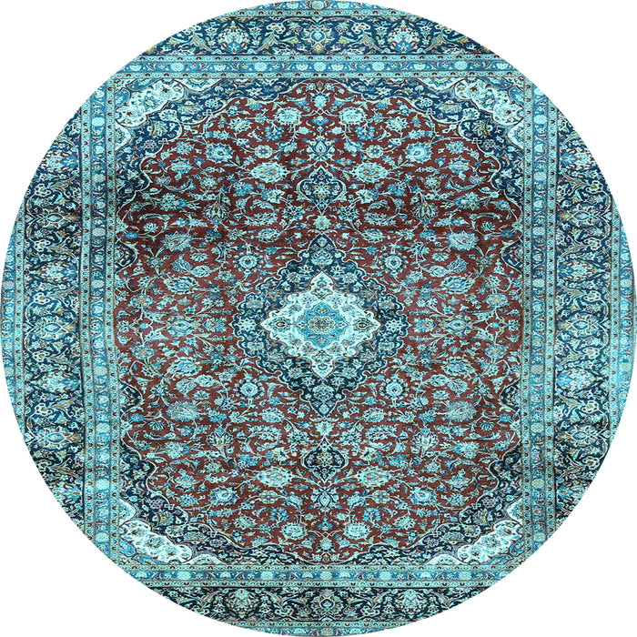 Round Persian Light Blue Traditional Rug, tr3176lblu