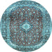 Round Persian Light Blue Traditional Rug, tr3176lblu