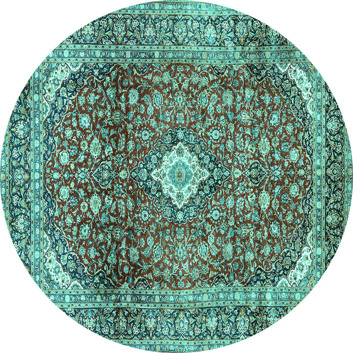 Round Persian Turquoise Traditional Rug, tr3176turq