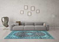 Machine Washable Persian Light Blue Traditional Rug, wshtr3176lblu