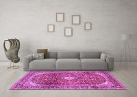 Machine Washable Persian Pink Traditional Rug, wshtr3176pnk