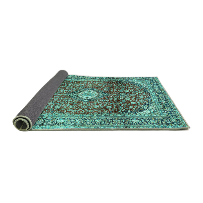 Sideview of Persian Turquoise Traditional Rug, tr3176turq
