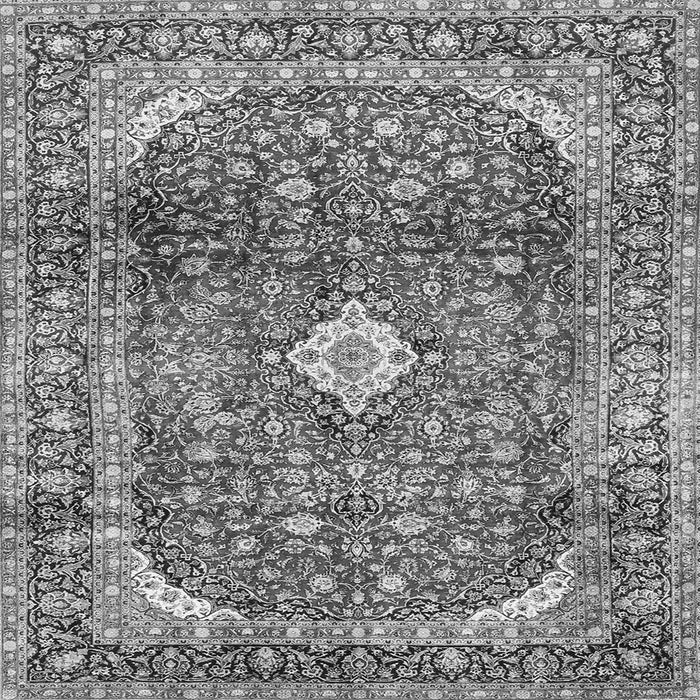 Round Machine Washable Persian Gray Traditional Rug, wshtr3176gry