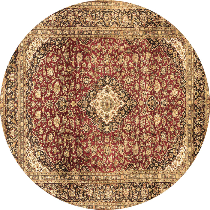 Round Persian Brown Traditional Rug, tr3176brn