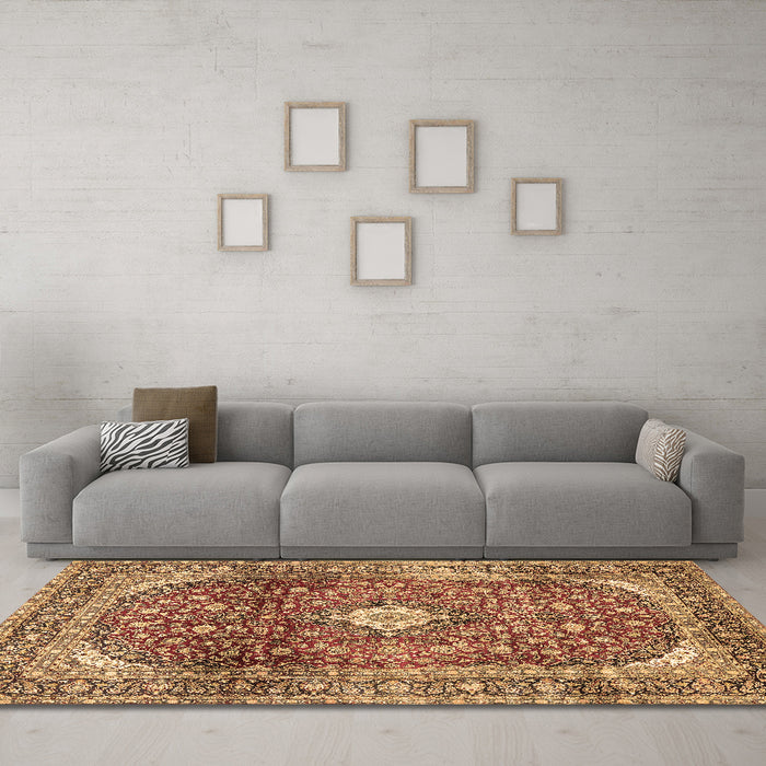 Machine Washable Persian Brown Traditional Rug in a Living Room,, wshtr3176brn