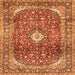 Round Machine Washable Persian Orange Traditional Area Rugs, wshtr3176org