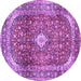 Round Machine Washable Persian Purple Traditional Area Rugs, wshtr3176pur