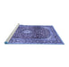 Sideview of Machine Washable Persian Blue Traditional Rug, wshtr3176blu