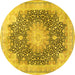 Round Medallion Yellow Traditional Rug, tr3177yw