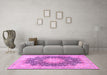 Machine Washable Medallion Pink Traditional Rug in a Living Room, wshtr3177pnk