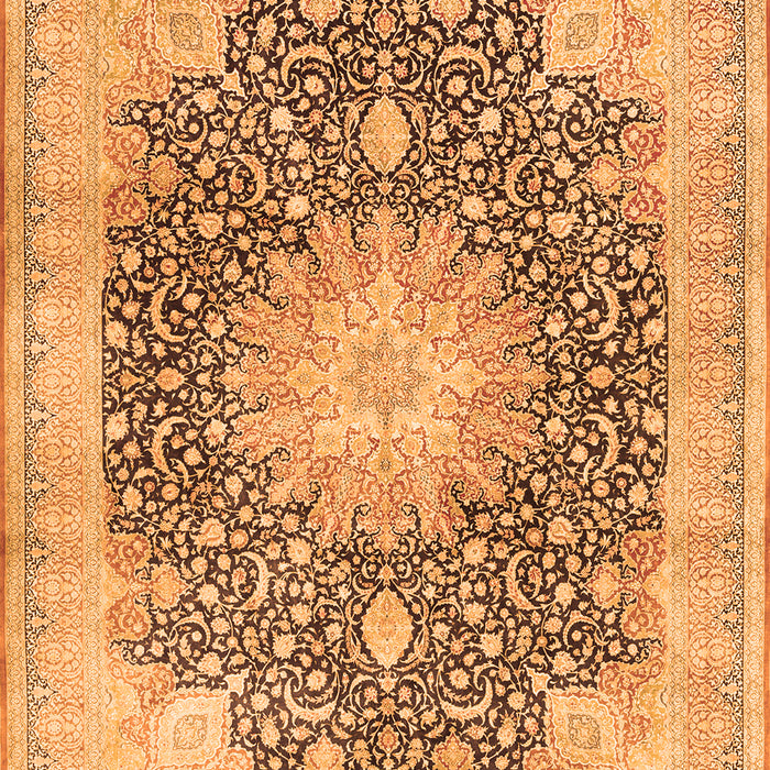 Serging Thickness of Machine Washable Medallion Orange Traditional Area Rugs, wshtr3177org