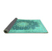 Sideview of Medallion Turquoise Traditional Rug, tr3177turq