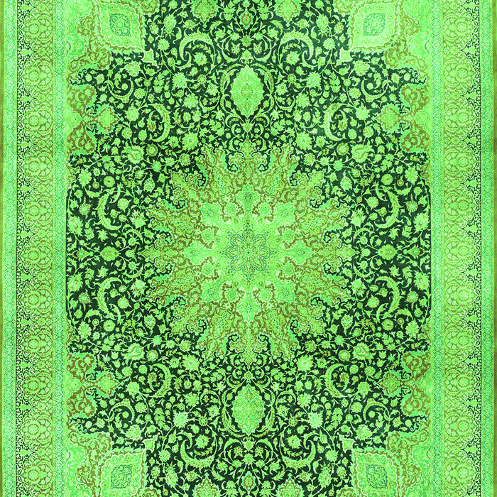 Serging Thickness of Machine Washable Medallion Green Traditional Area Rugs, wshtr3177grn