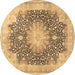 Round Medallion Brown Traditional Rug, tr3177brn