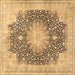 Square Medallion Brown Traditional Rug, tr3177brn