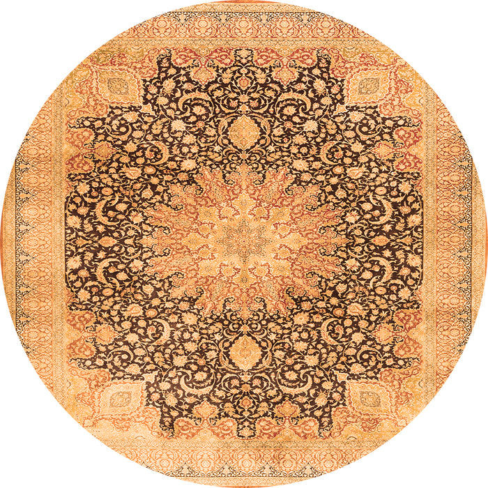 Machine Washable Medallion Orange Traditional Area Rugs, wshtr3177org
