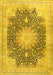 Machine Washable Medallion Yellow Traditional Rug, wshtr3177yw