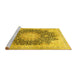 Sideview of Machine Washable Medallion Yellow Traditional Rug, wshtr3177yw