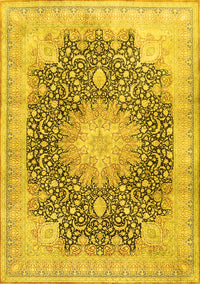 Medallion Yellow Traditional Rug, tr3177yw