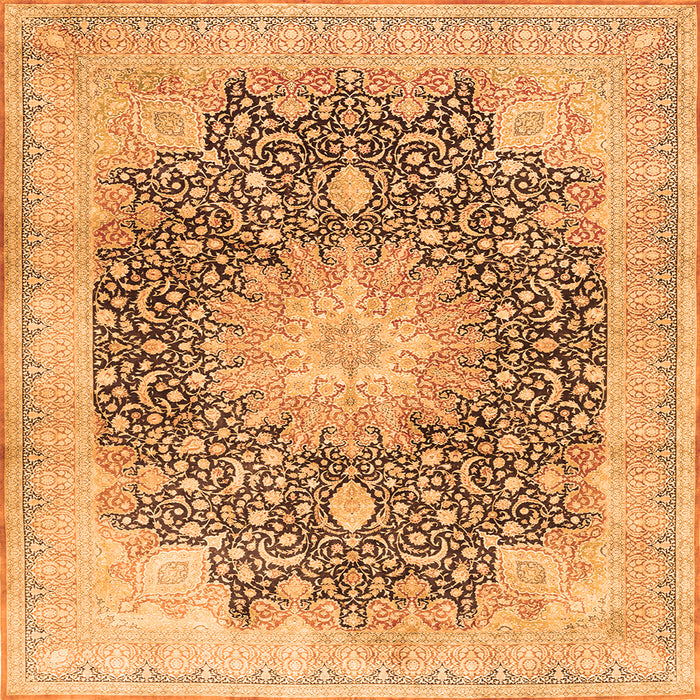 Serging Thickness of Medallion Orange Traditional Rug, tr3177org