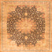 Serging Thickness of Medallion Orange Traditional Rug, tr3177org