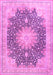 Machine Washable Medallion Pink Traditional Rug, wshtr3177pnk