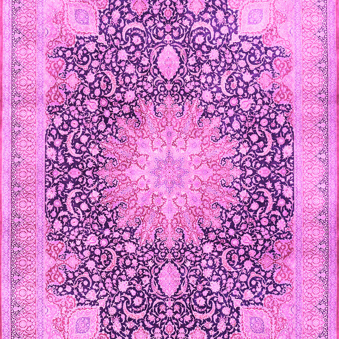 Machine Washable Medallion Pink Traditional Rug, wshtr3177pnk