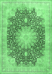 Medallion Emerald Green Traditional Rug, tr3177emgrn