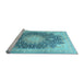 Sideview of Machine Washable Medallion Light Blue Traditional Rug, wshtr3177lblu