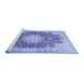 Sideview of Machine Washable Medallion Blue Traditional Rug, wshtr3177blu