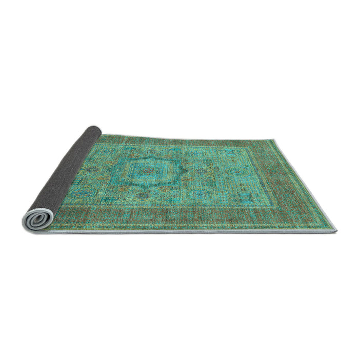 Sideview of Medallion Light Blue Traditional Rug, tr3178lblu