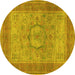 Round Medallion Yellow Traditional Rug, tr3178yw