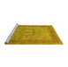 Sideview of Machine Washable Medallion Yellow Traditional Rug, wshtr3178yw