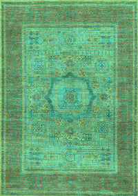 Medallion Turquoise Traditional Rug, tr3178turq