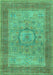 Medallion Turquoise Traditional Rug, tr3178turq