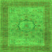 Serging Thickness of Medallion Green Traditional Rug, tr3178grn