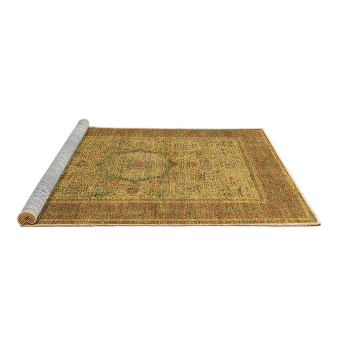 Sideview of Machine Washable Medallion Brown Traditional Rug, wshtr3178brn