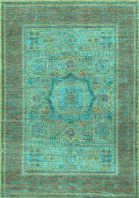 Medallion Light Blue Traditional Rug, tr3178lblu