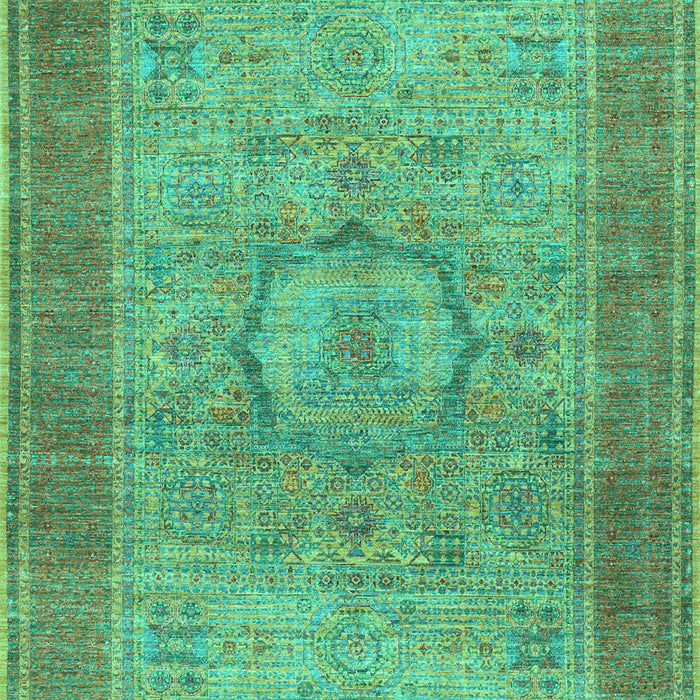 Machine Washable Medallion Turquoise Traditional Area Rugs, wshtr3178turq