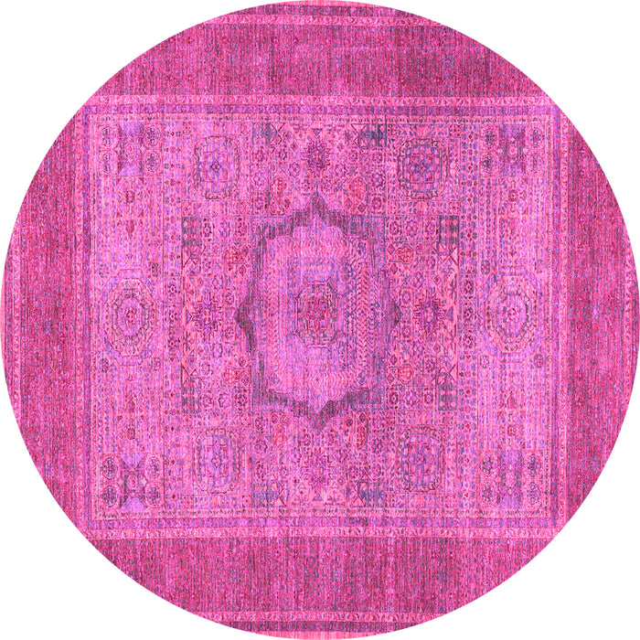 Round Medallion Pink Traditional Rug, tr3178pnk